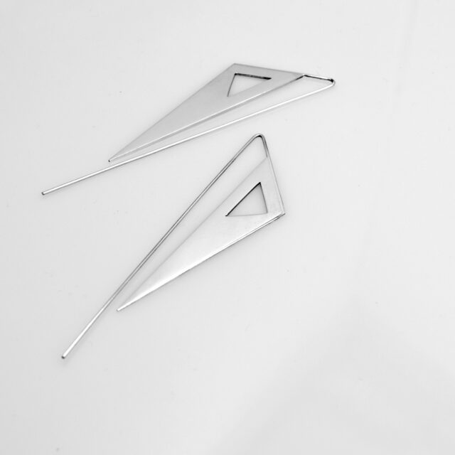 Cercei lungi din argint, minimaliști, geometrici, triunghiulari