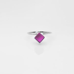 Mini Cube Fuchsia Ring