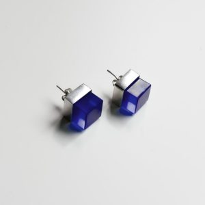 Mini Cube indigo earrings