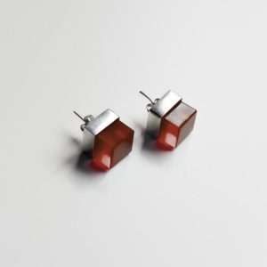 Mini Cube Red Earrings