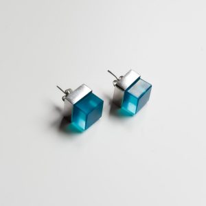 Mini Cube Turquoise Earrings