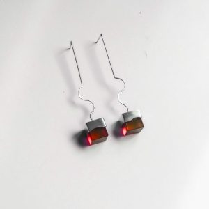 Cube in Bloom Red Earrings
