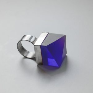 Broken Cube indigo ring