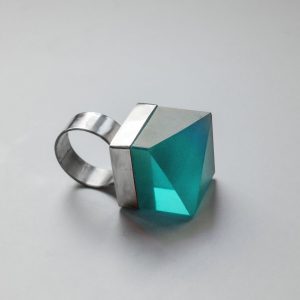 Broken Cube Ring - Teal