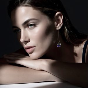 Cube in Bloom indigo earrings